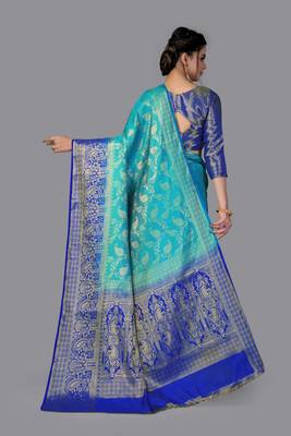 Nylon Silk Beautiful Pure Zari Weaving Saree With Rich Pallu Contrast Border 2