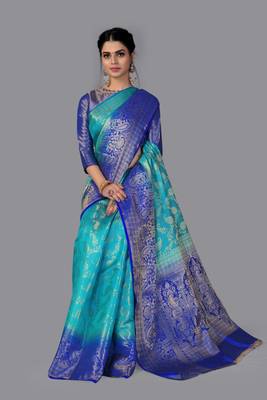 Nylon Silk Beautiful Pure Zari Weaving Saree With Rich Pallu Contrast Border 3