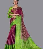 Nylon Silk Beautiful Pure Zari Weaving Saree With Rich Pallu Contrast Border