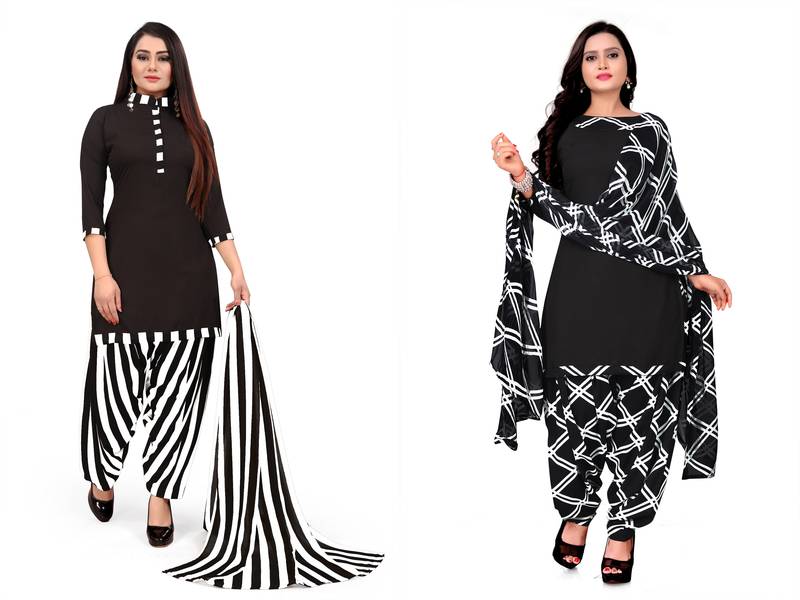 Multicolor printed crepe salwar