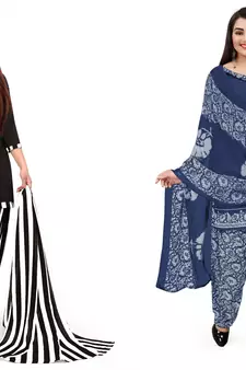 Multicolor printed crepe salwar