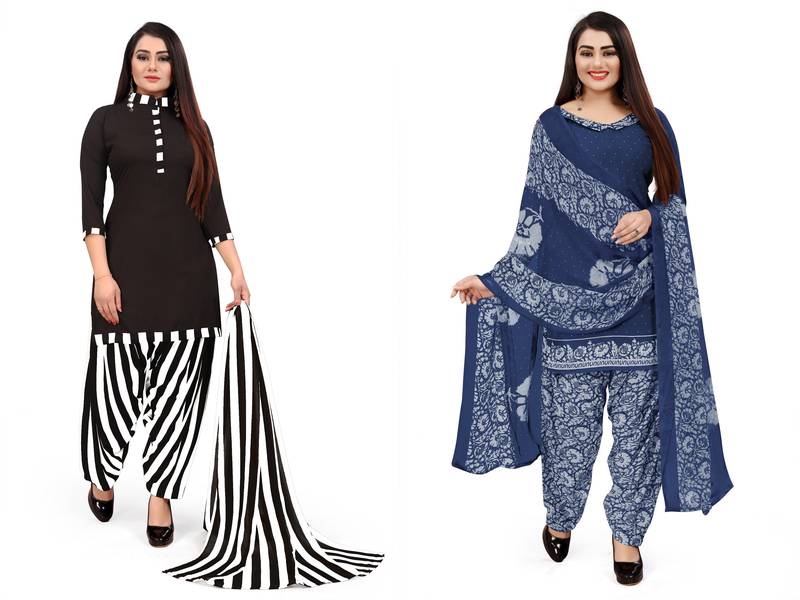 Multicolor printed crepe salwar