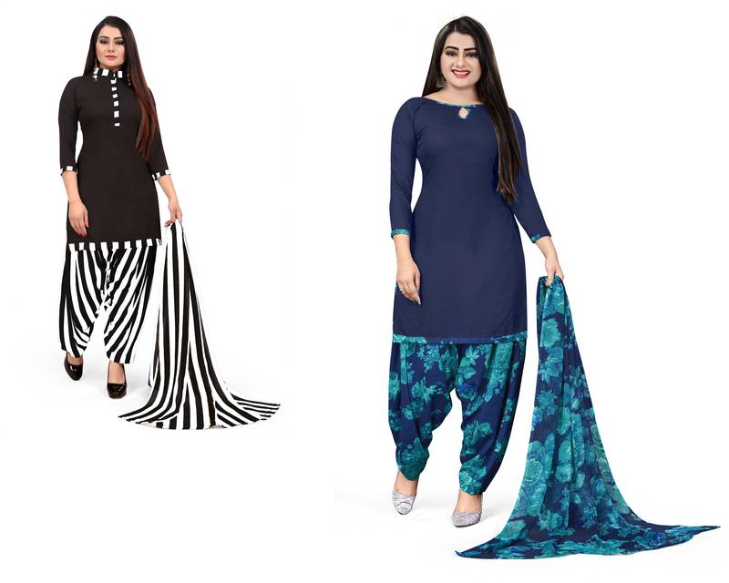 Multicolor printed crepe salwar