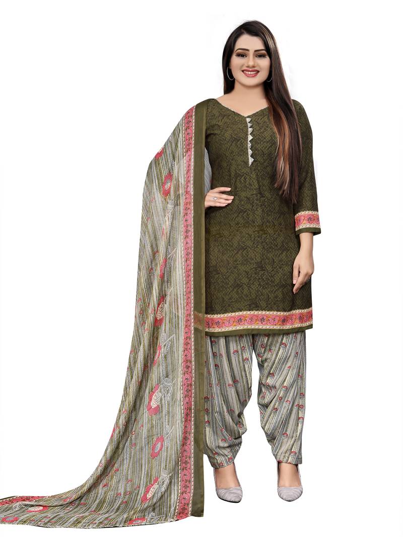 Multicolor printed crepe salwar
