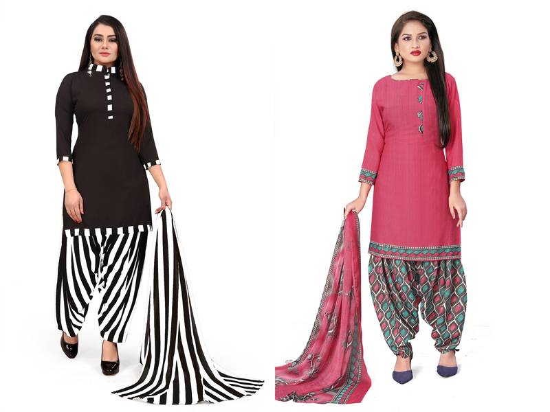 Multicolor printed crepe salwar