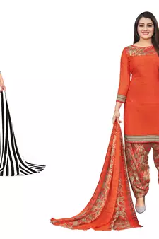 Multicolor printed crepe salwar