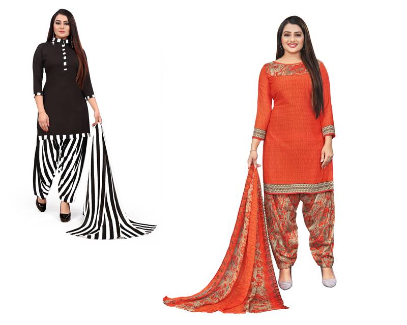 Multicolor printed crepe salwar