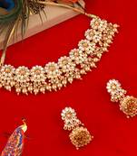 Gold pearl necklace-sets