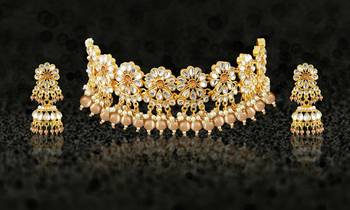 Gold pearl necklace-sets 3