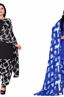 Multicolor printed crepe salwar