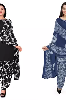 Multicolor printed crepe salwar