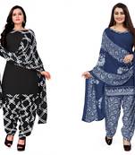 Multicolor printed crepe salwar