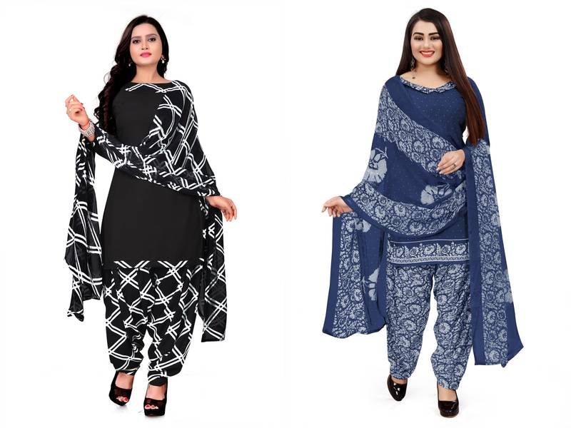 Multicolor printed crepe salwar