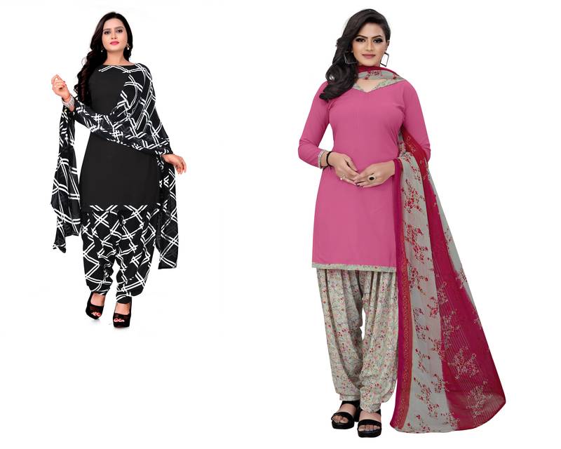 Multicolor printed crepe salwar