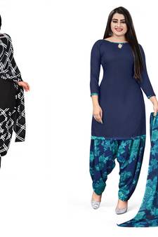 Multicolor printed crepe salwar