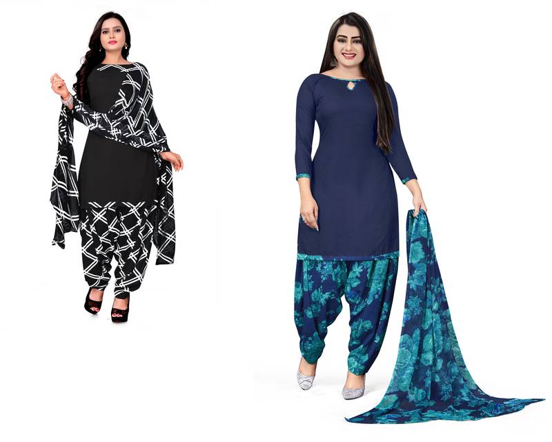 Multicolor printed crepe salwar