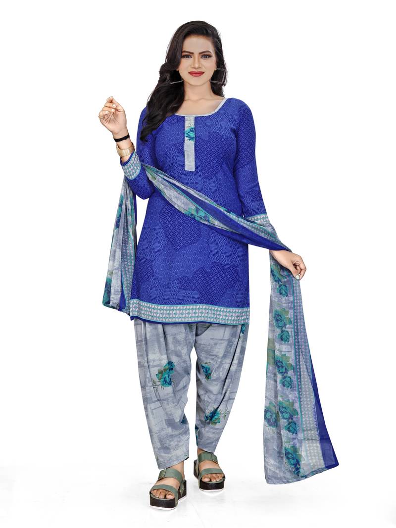 Multicolor printed crepe salwar