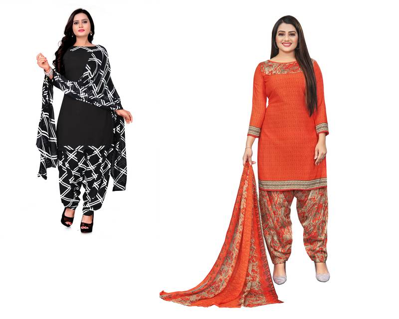 Multicolor printed crepe salwar