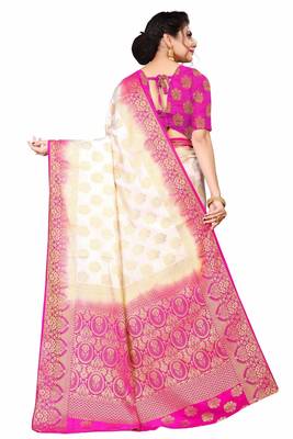 White woven faux kanjivaram silk saree with blouse 4