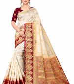 White woven faux kanjivaram silk saree with blouse