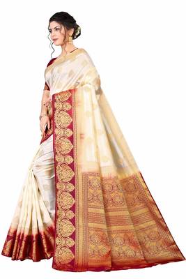White woven faux kanjivaram silk saree with blouse 2