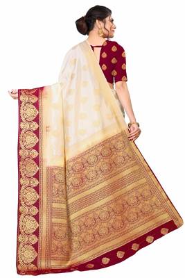 White woven faux kanjivaram silk saree with blouse 4
