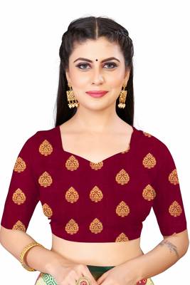 White woven faux kanjivaram silk saree with blouse 5