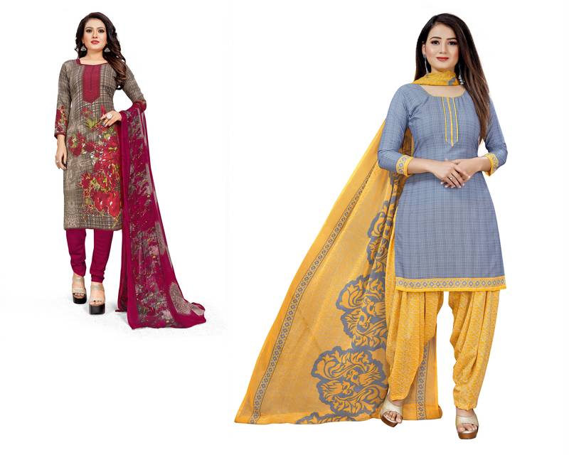 Multicolor printed crepe salwar