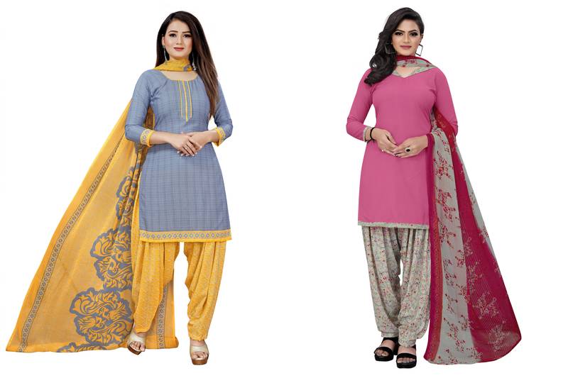 Multicolor printed crepe salwar