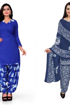 Multicolor printed crepe salwar