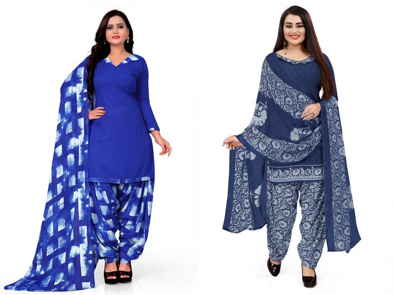 Multicolor printed crepe salwar