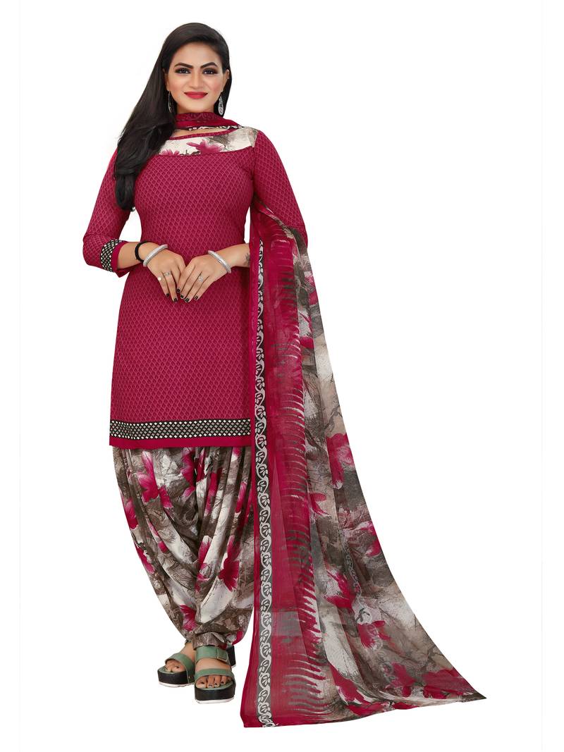 Multicolor printed crepe salwar