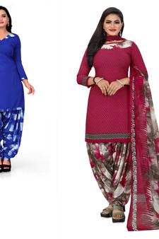 Multicolor printed crepe salwar