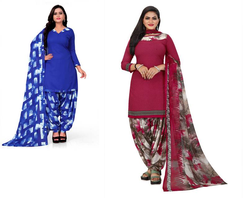 Multicolor printed crepe salwar