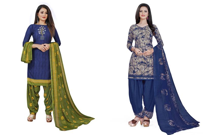 Multicolor printed crepe salwar