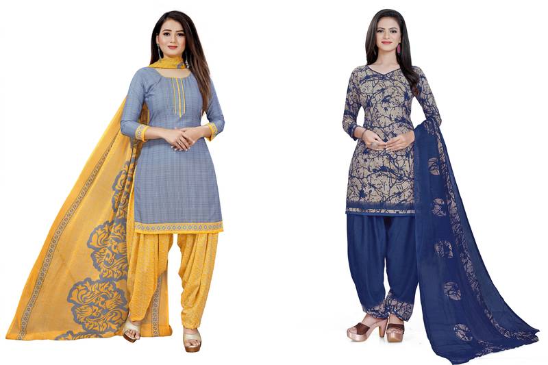 Multicolor printed crepe salwar