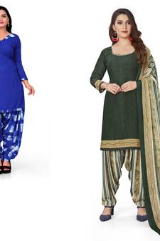 Multicolor printed crepe salwar