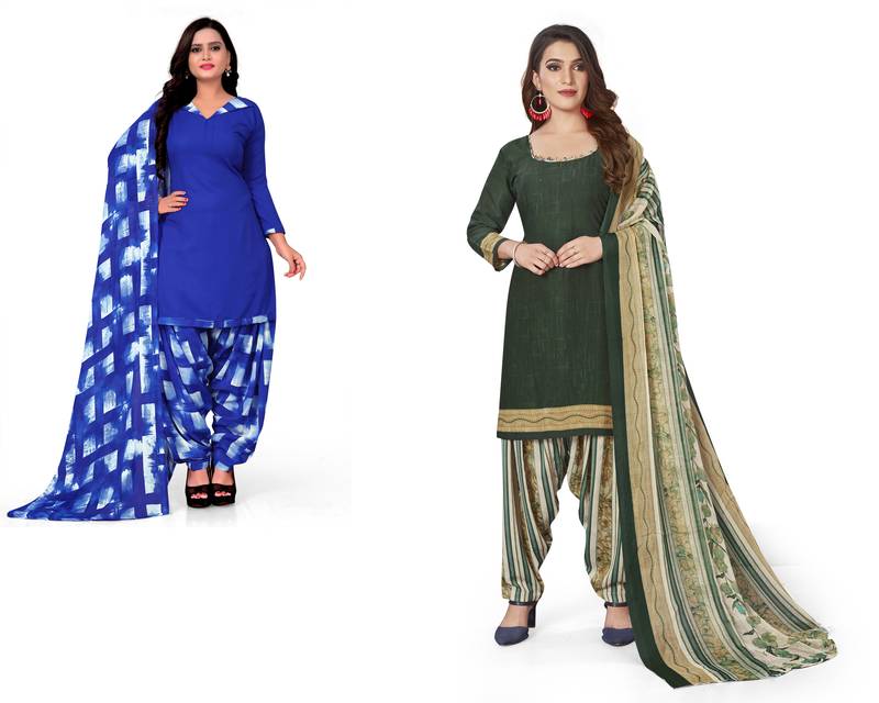 Multicolor printed crepe salwar