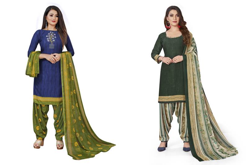 Multicolor printed crepe salwar