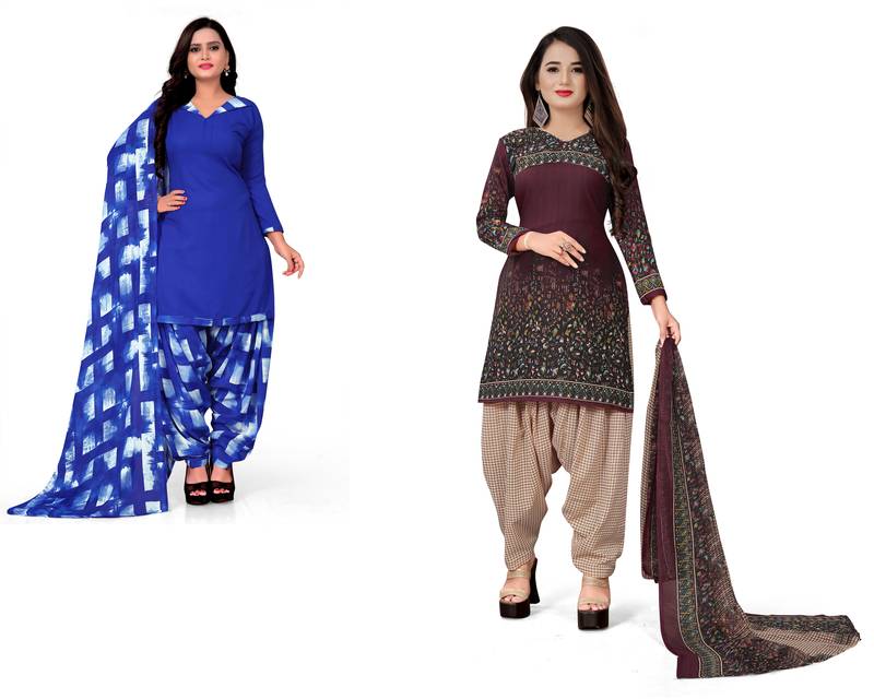 Multicolor printed crepe salwar