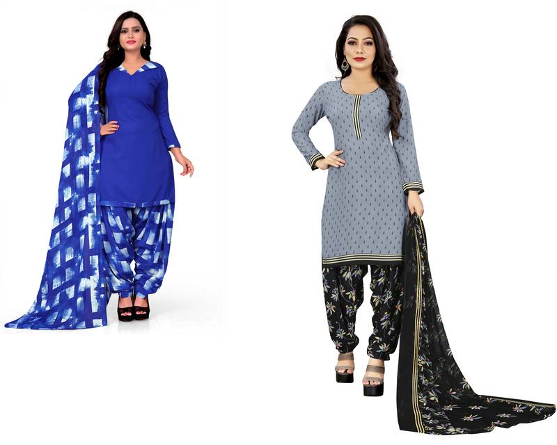 Multicolor printed crepe salwar