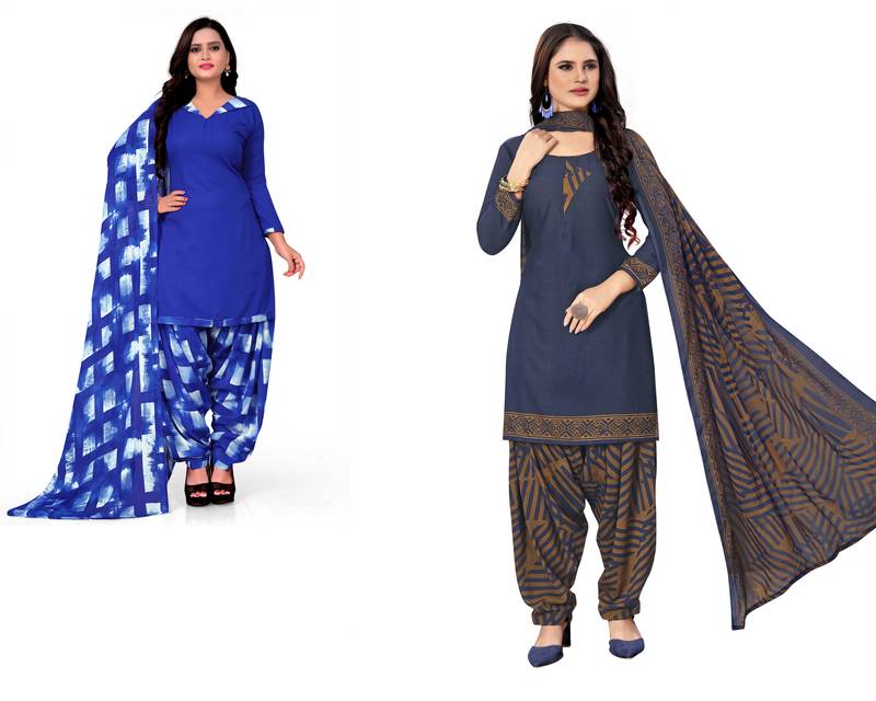 Multicolor printed crepe salwar