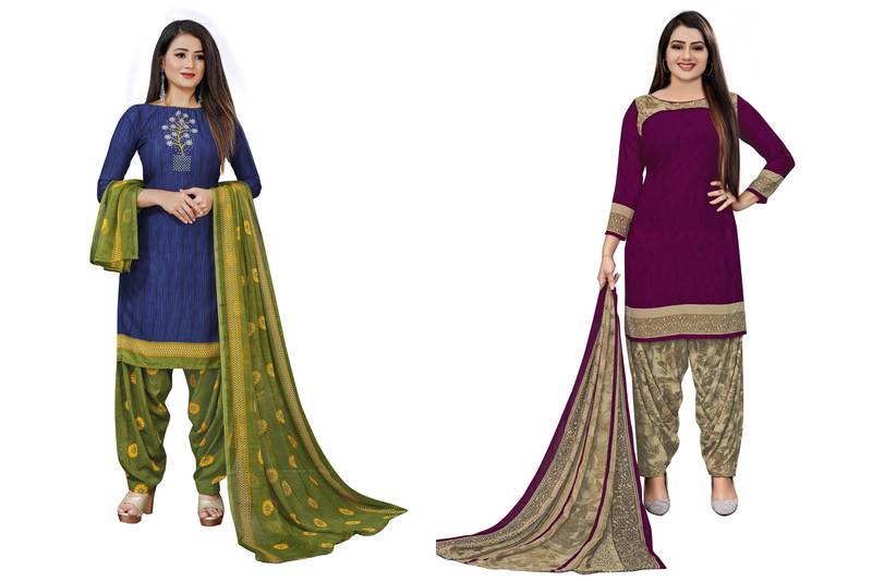 Multicolor printed crepe salwar