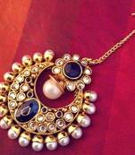 Bollywood bridal traditional ethnic INDIA Pearl Polki Kundan stone Bridal Maang Tikka