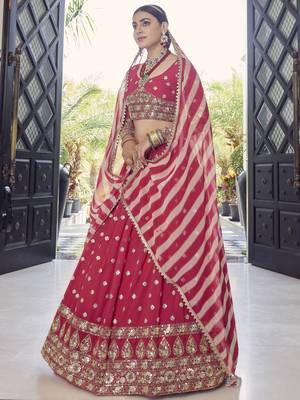 Red gotta patti georgette semi stitched lehenga 2