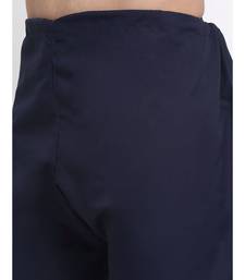 Men Cotton Navy Blue Pathani Kurta Salwar Set