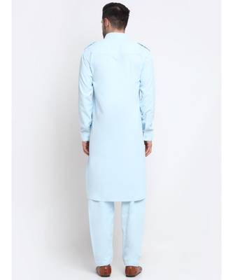 Men Cotton Sky Pathani Kurta Salwar Set 3