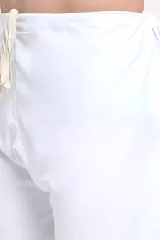 Men Cotton White Pathani Kurta Salwar Set