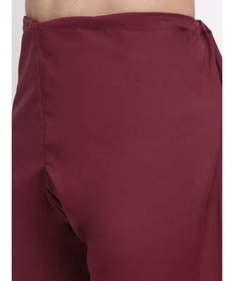 Men Cotton Maroon Pathani Kurta Salwar Set 2