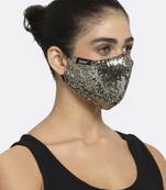 3-Ply Black & Gold Sequinned Polycotton Designer Mask